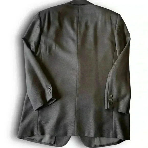 Hardy Amies Vtg Blazer 100% Wool Suit Jacket Sport Coat 42R Herringbone Black - Picture 6 of 8